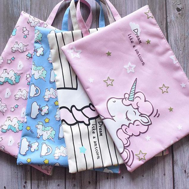 

➸ PF06 Dream Unicorn Portable A4 file Storage pouch bag Tempat Buku Ala - Unicorn C ♔