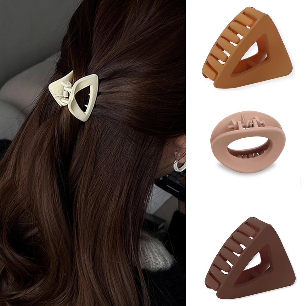 [Harga Grosir]1pc Jepit Rambut Cakar Ponytail Mini Bahan Akrilik Warna Solid Gaya Vintage Geometris Untuk Wanita/Hot Sale