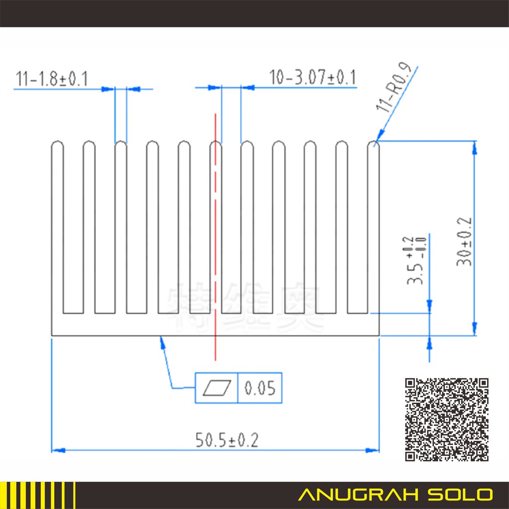 Heatsink Aluminium Pendingin Heat Sink Sirip 10cm x 5cm x 3cm