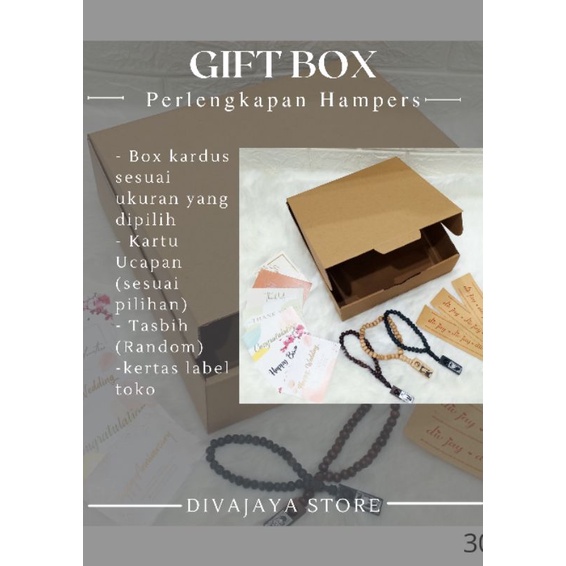 

Paket Lengkap Gift Box Hadiah Kado Birthday Wedding Graduation Tasbih Kartu Ucapan