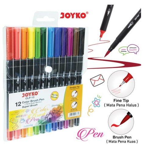 KIANDAA BP0004 1Pack 12 Warna Super Brush Color Brush Pen Brushpen Pena Kuas Warna Joyko CLP-13 CLP-