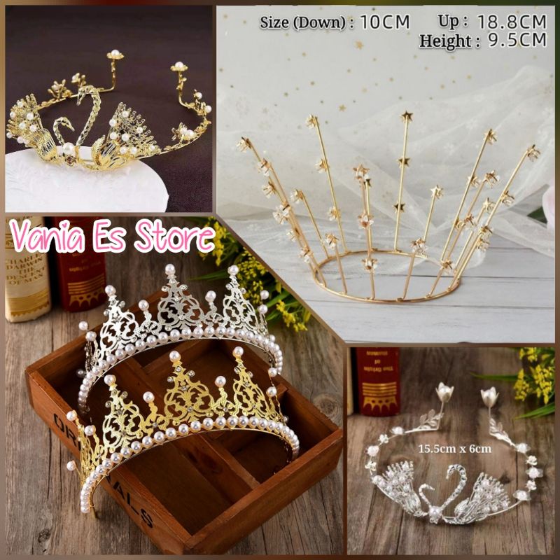 Topper Cake Metal Crown Luxury / Dekorasi Kue Mahkota Tiara Bahan Metal