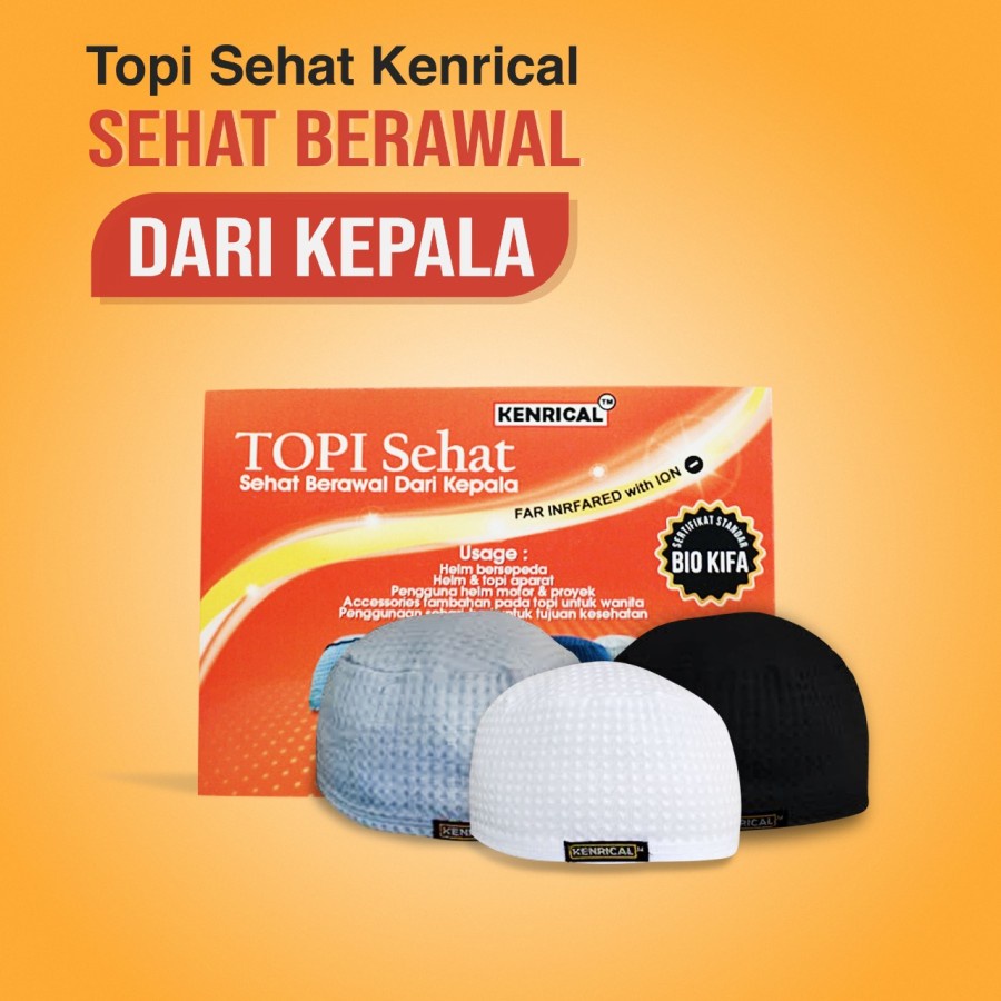 Topi sehat MIRACLE dan KENRICAL peci kesehatan ion negatif dan infra red bisa untuk daleman helm Ciput jilbab