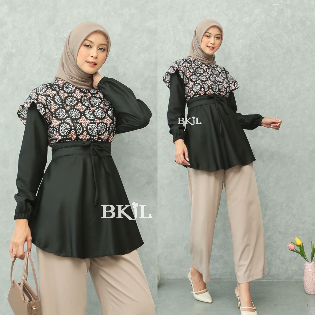 Baju Batik Wanita Modern M L XL XXL Atasan Batik Kerja Wanita Blouse Batik Kantor Batik Kombinasi Batik Wanita Kantor