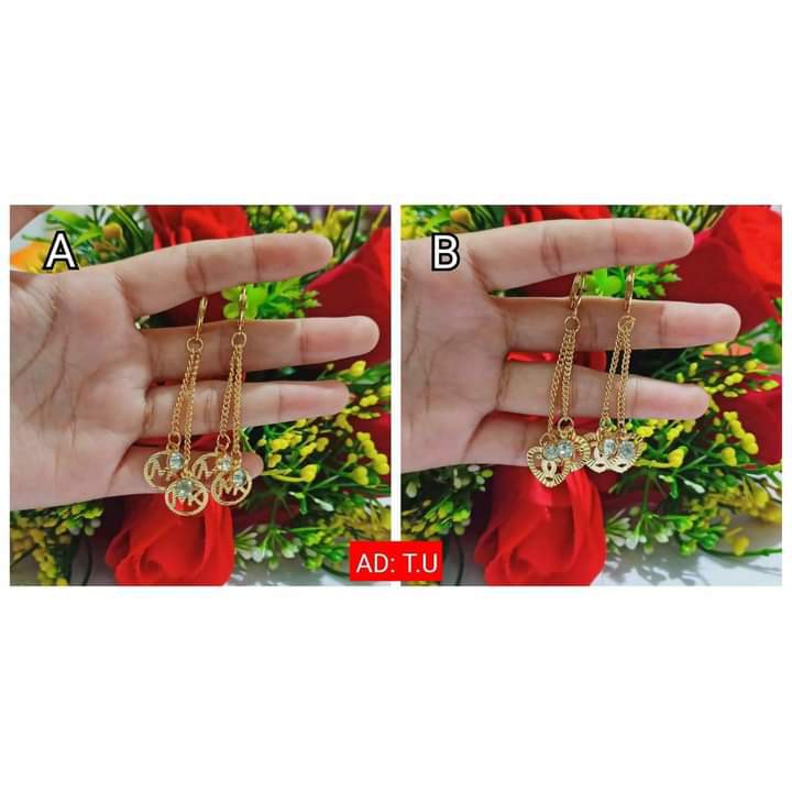 Anting TITANIUM Dewasa Jurai Permata Simple Fashionable Gold Perhiasan Wanita (COD)