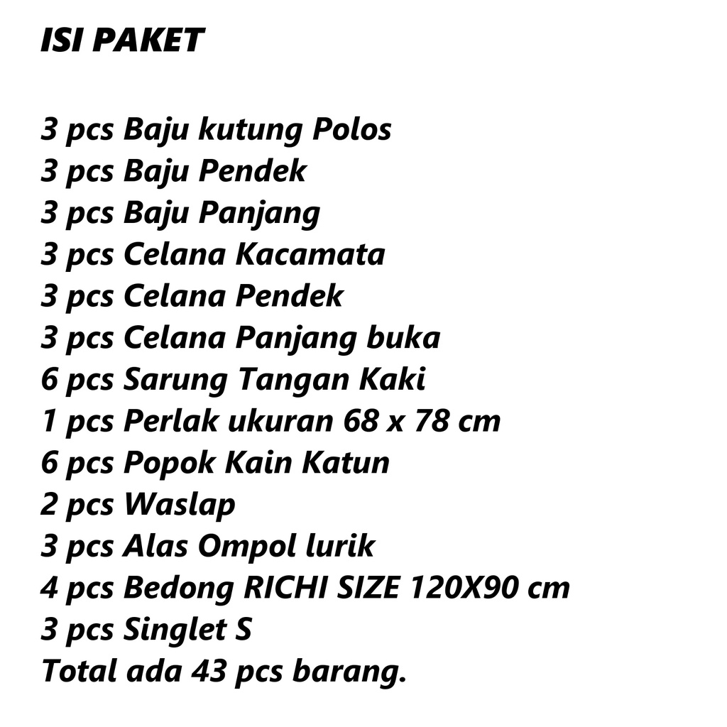 BAYIe - Paket Hemat Perlengkapan Baju Bayi Baru Lahir (New Born) 0 - 3 Bulan Premium PAKET SANTPOLO 3