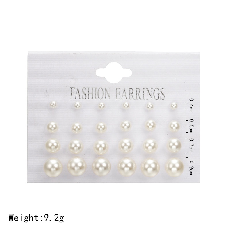 12 Pasang / Set Anting Stud Desain Bola Mutiara Gaya Korea Untuk Wanita