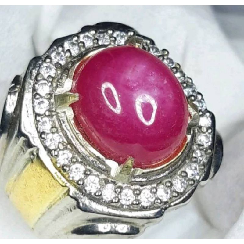 Batu cincin permata merah ruby garanasi batu mulia asli 100%