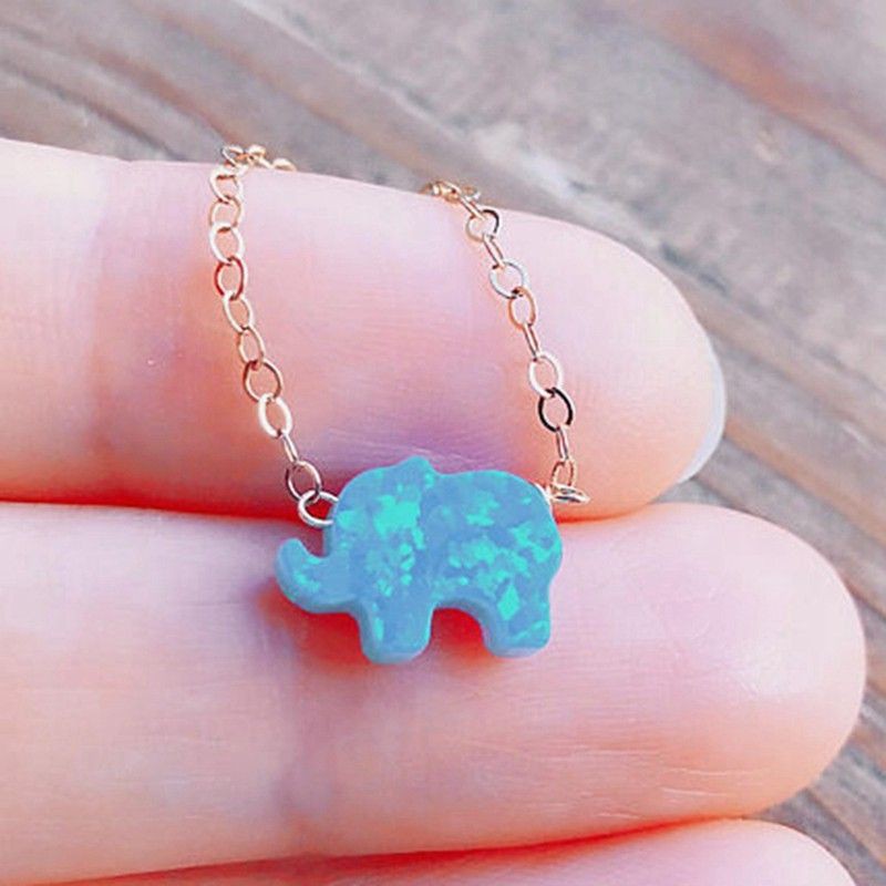 Kalung gajah mini biru emas mini blue elephant necklace