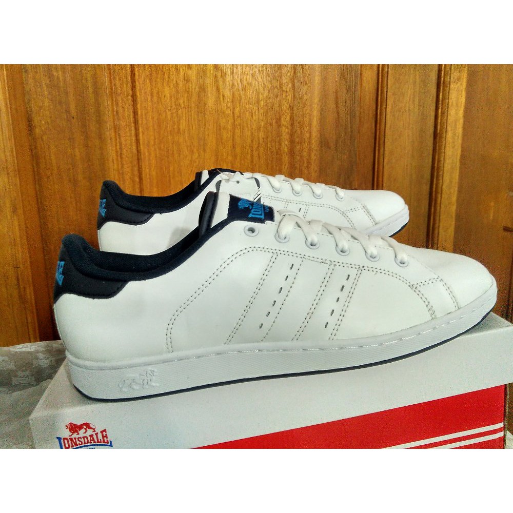 KEREN Sepatu Sneakers Terbaru termurah LONSDALE LEYTON Lace warna putih navy STOK TERBATAS