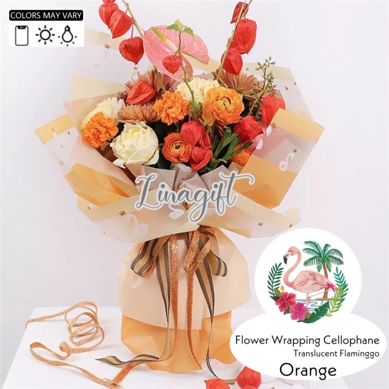 ( 5 Lembar ) FLAMINGGO TRANSLUCENT - KERTAS BUNGA FLOWER WRAPPING PAPER KOREAN CELLOPHANE - RANGKAIAN KARANGAN BUKET BUNGA FLORIST