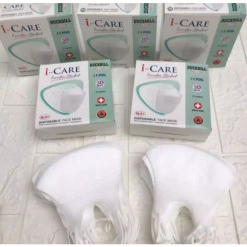 Masker Medis Duckbill 3Ply Isi 10 pcs - Masker Medis Surgical Mask Duckbill Earloop Setara Sensi