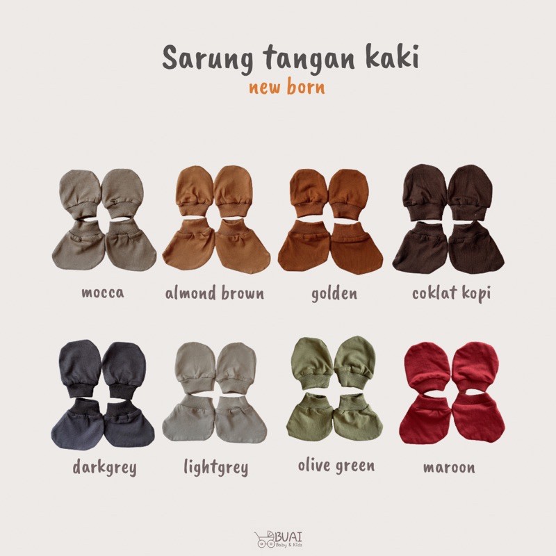 BUAI - Sarung Tangan Dan Sarung Kaki Bayi Bahan Katun