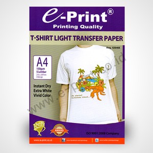 

TRANSFER PAPER E PRINT LIGHT T-SHIRT A4 150 GRAM ISI 5 LEMBAR