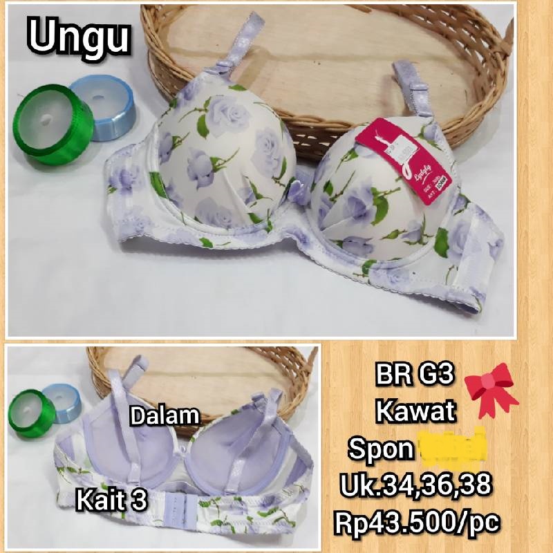 BR G3 / BR E57 BH / Bra Kawat spon tipis uk.34,36,38