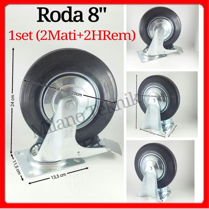 Jual Roda Troli 8 1set 2mati2hrem Roda Karet Etalase Troly Gerobak Shopee Indonesia 9613