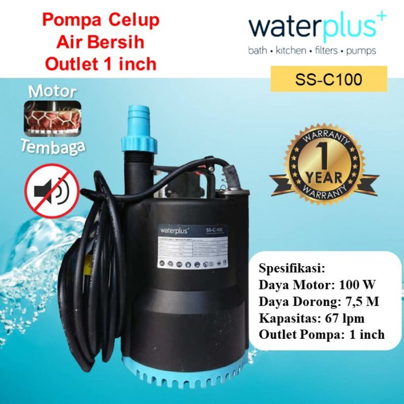 Jual Pompa Air Kolam Ikan Celup Waterplus Ss C Watt Air Bersih Shopee Indonesia