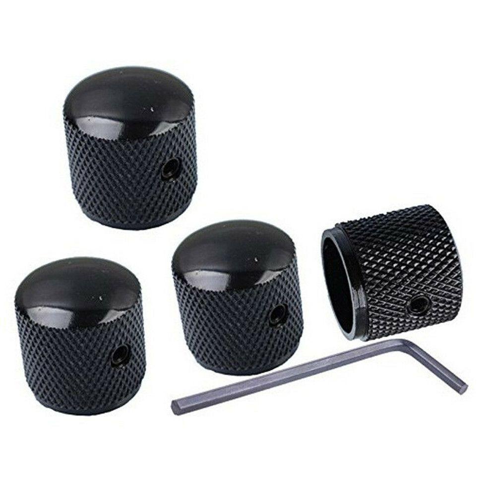 TOP 4pcs Knob Pengatur Nada Kunci Hitam Knob Kubah Metal