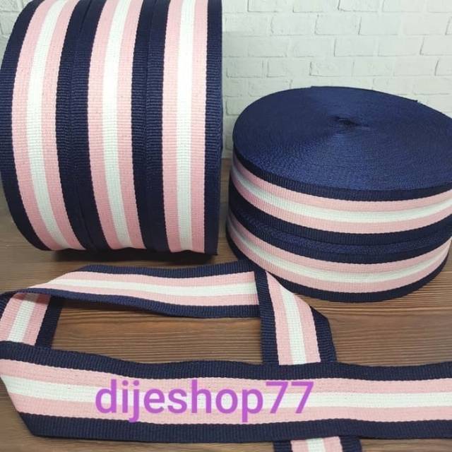 Pita list lebar 3cm / celana list 3 cm / bisban / pita korea / pita baju /lis navy peach salem putih