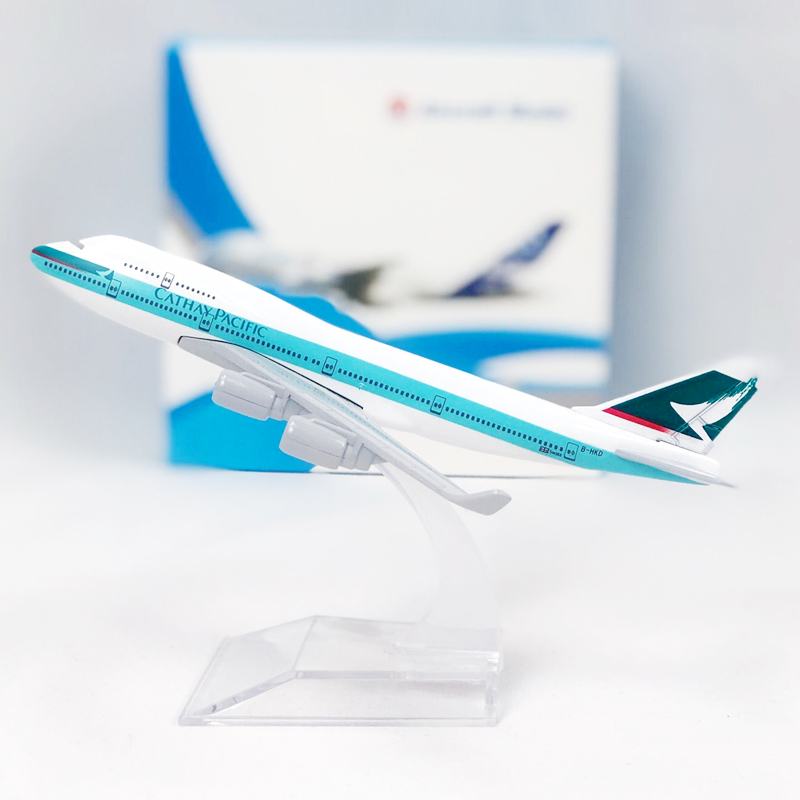 Cathay Pacific B747 Mainan Model Pesawat Terbang Hk Boeing 747 Bahan Metal Ukuran 16CM