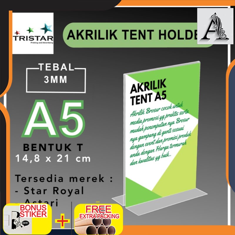 

Promo A5T tent holder akrilik / bahan 3mm