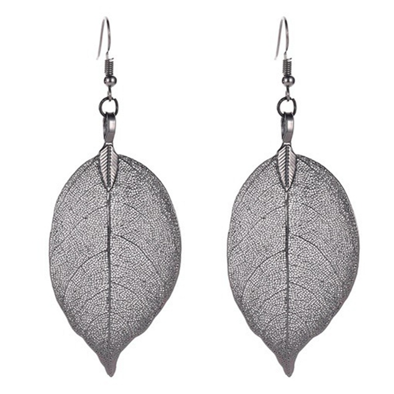 Natural Real Leaf Earrings New Fashion Gold And Silver Big Statement Earrings For Women Tree Earrings