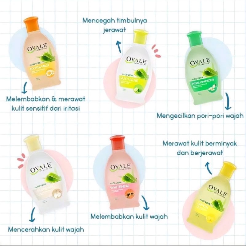 Ovale Facial Lotion Bengkoang / Extra Mild / Lemon / Papaya / Anti Acne / Cucumber Botol 60mL