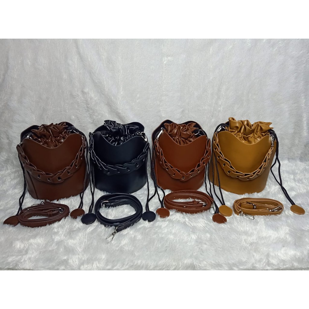 JK 777 1KG MUAT 2PCS TAS SELEMPANG BUCKET TABUNG SLING BAG SLINGBAG FASHION IMPORT E6253 T495 C8566