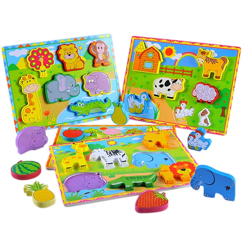 Chunky Puzzle FC Wooden Puzzle Anak Puzzle Kayu Jigsaw Puzzle 3D Mainan Balita Mainan Edukasi