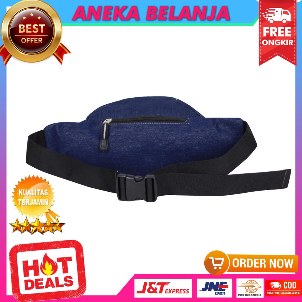 New Trendy Waistbag Cowok Kece Kekinian Berkualitas Sporty Navy Casual Fashionable Ekonomis Stylish