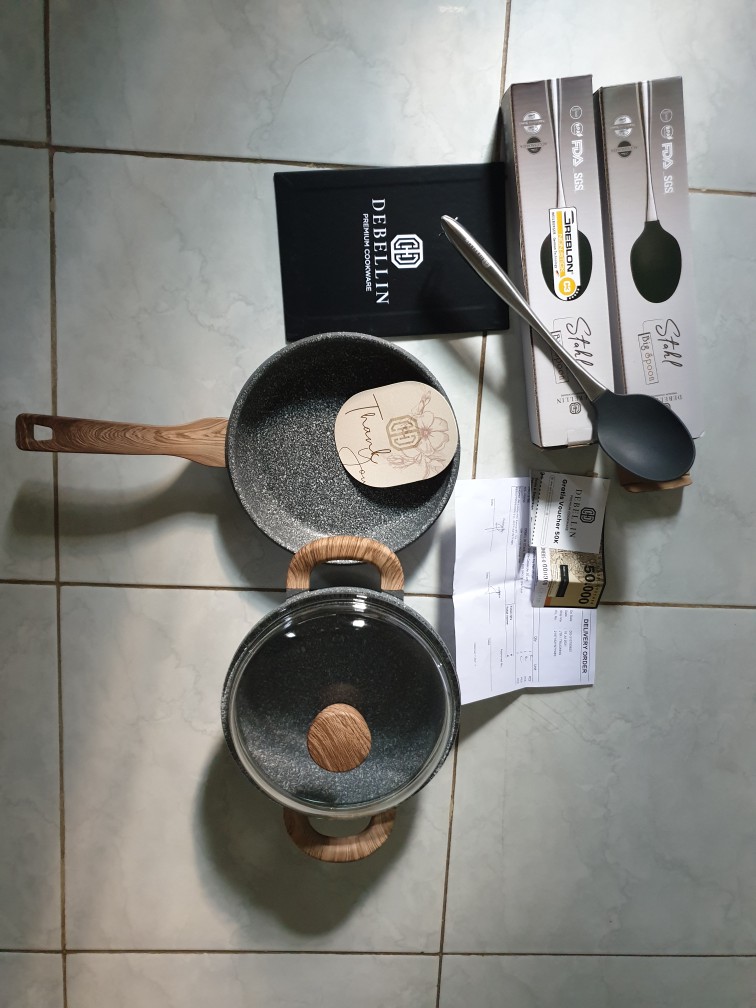 Debellin Casserole 20 Cm - Grey Granite Cookware Series Atau Panci Anti Lengket Premium