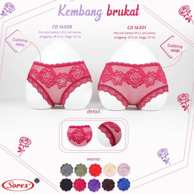 Sorex Celana Dalam Perempuan Wanita CD Sorex Renda Sexy Murah 16308 Size L