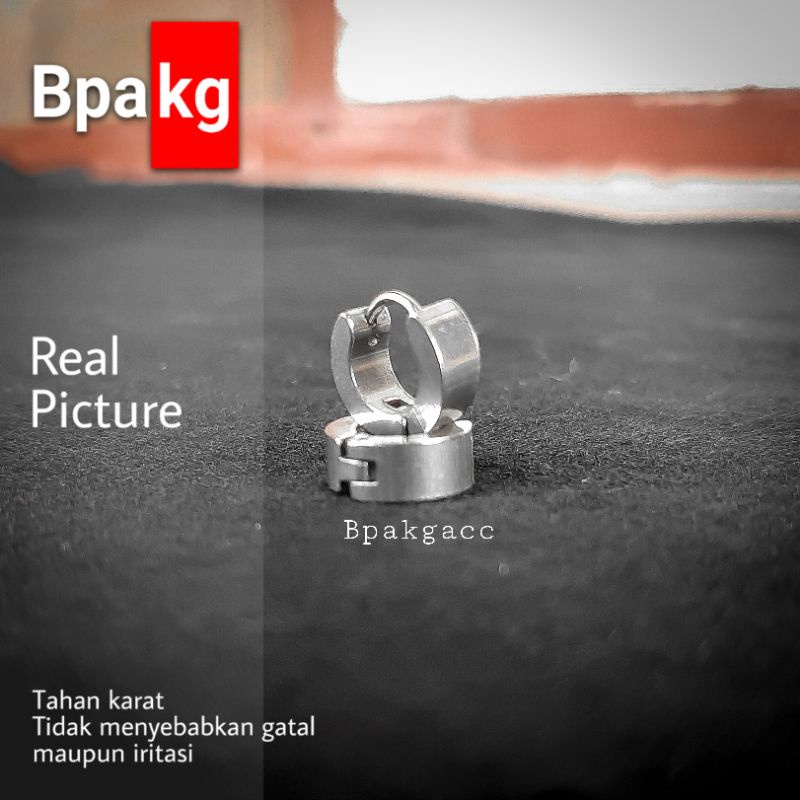 Anting cetik klip simple Anting pria wanita anti karat besi putih asli silver murah titanium polos