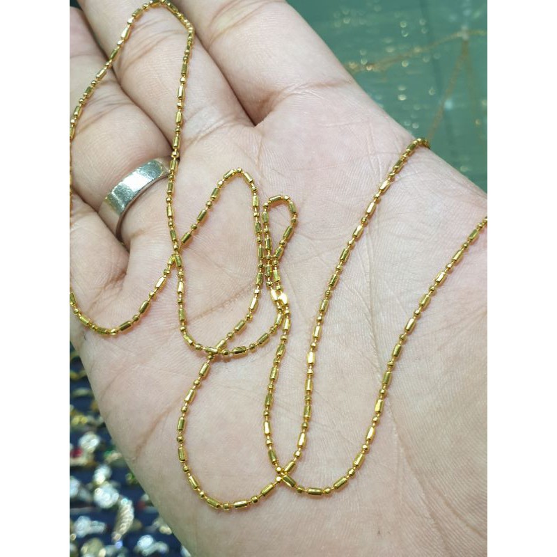 kalung panjang 75cm emas 23k tabung sambung biji lada