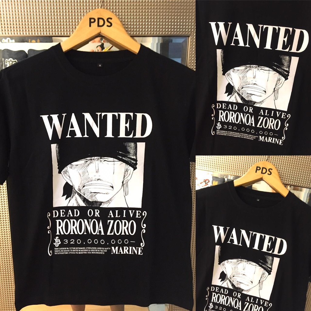 KAOS DISTRO ANIME ONE PIECE ZORO WANTED