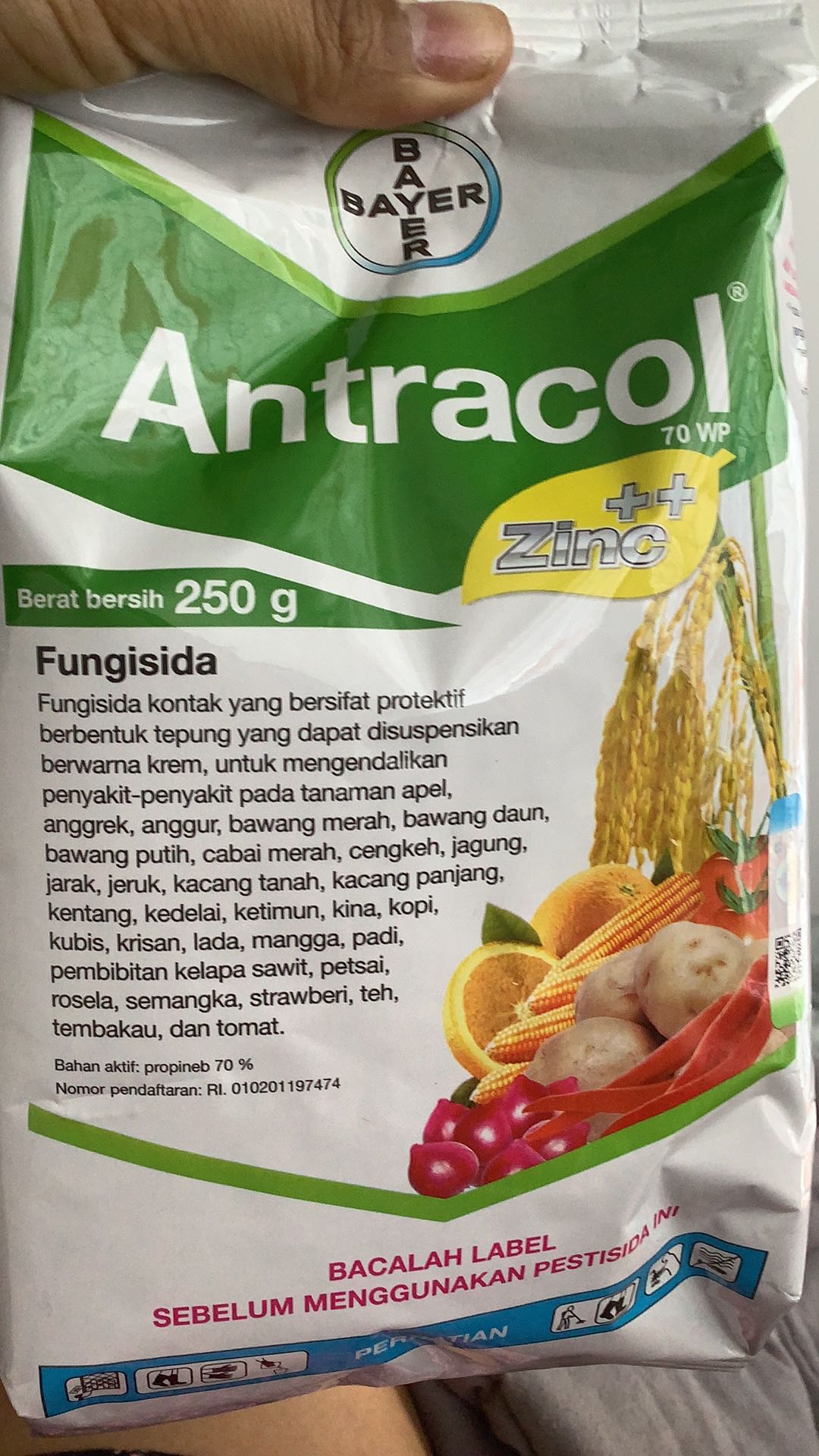 Fungisida Antracol 70 Wp Zinc Kemasan Pabrik 250 Gram