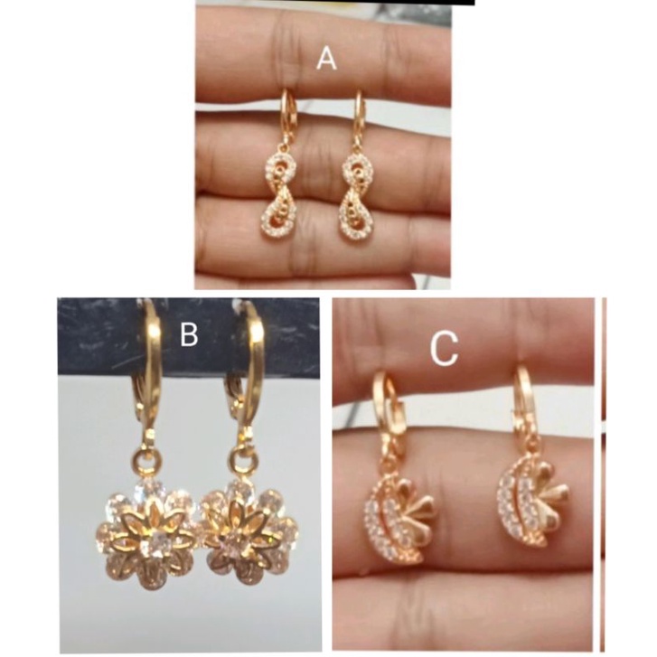 RP11. Anting xuping wanita lapis emas dgn mata zircon