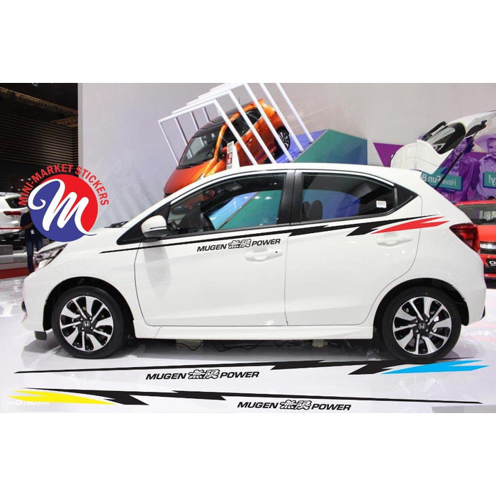 sticker stiker list stripe mobil brio mugen honda - hitam-merah Keren