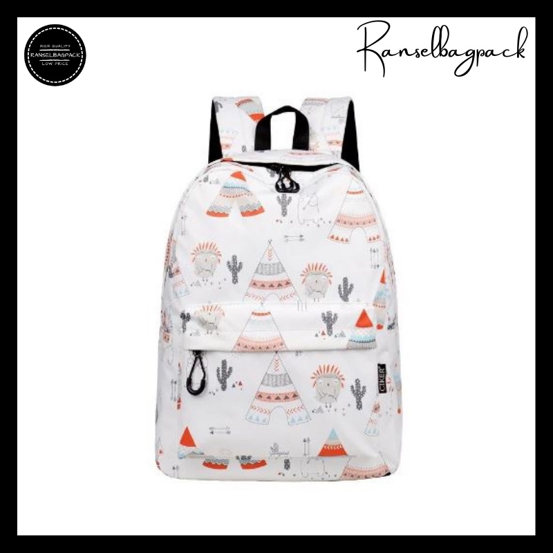 Tas Ransel Jumbo Backpack Punggung Model Remaja Fashion Print Corak Gaya Kekinian Terbaru Simple Klasik Elegan Korea Terkini Sekolah Travelling Perempuan Wanita Cewek