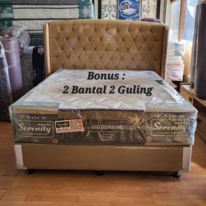Fullset Divan Sandaran Royal Kasur Elite Serenity Impressa Pocket Latex Uk.160 x 200
