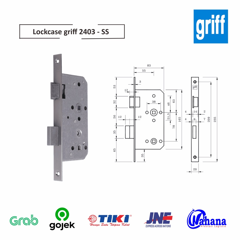 badan kunci Lockcase griff 2403.00 /Badan Kunci/Pintu Toilet/Kunci/gagang pintu/