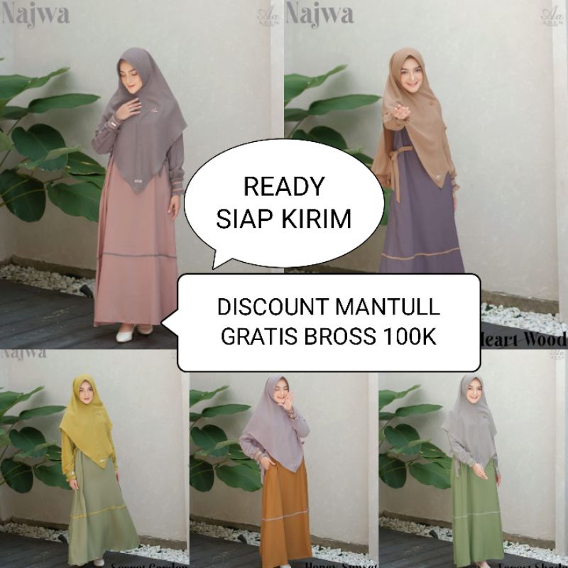 NAJWA DRESS GAMIS TERBARU ADEN HIJAB GRATIS BROSH SEHARGA 100K