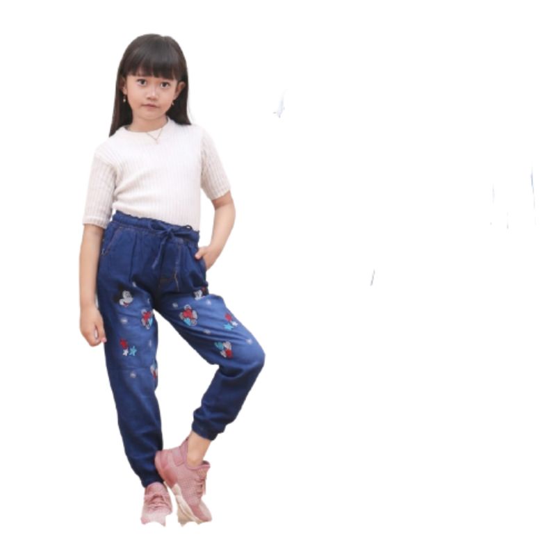 Celana Jeans Joger Anak Perempuan Usia 4-12 Thn  Premium Tren