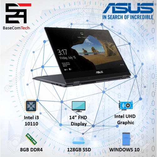 Asus Vivobook Flip TP412FA 2in1 Touch i3 10110 RAM 4/8 GB 256/512 ssd W10 14 inchi FHD Fingerprint-i3-10110 - 8GB/128GB