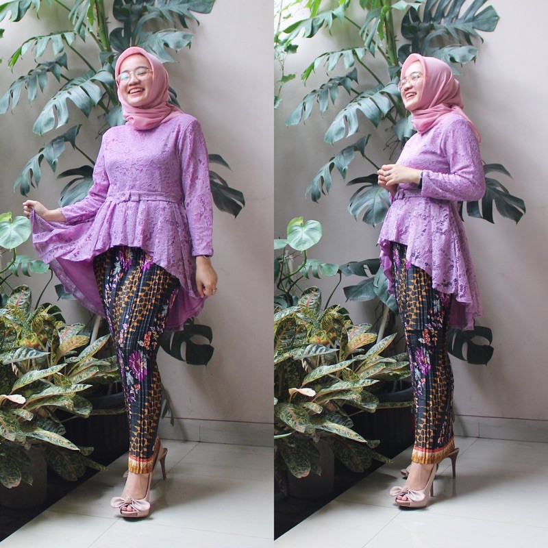 Blouse Yasmin Lilac/ set/ kebaya/ busui friendly/ brocad/ atasan wanita/ baju lamaran/ batik