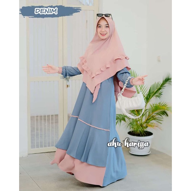 GAMIS RIYANTI ORI AKU KARISSA/GAMIS SYAR'I JUMBO/PROMO GAMIS TIFANI CREP