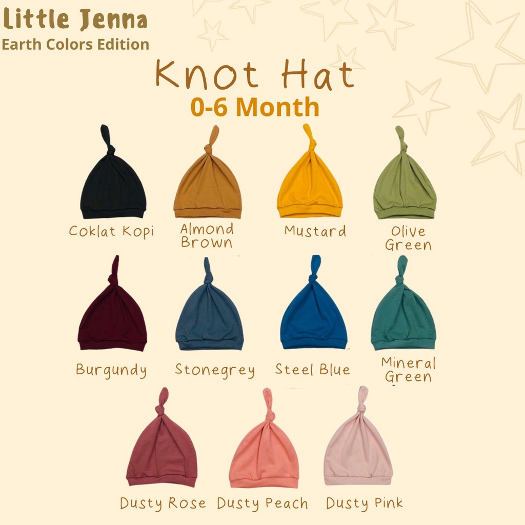 Little Jenna - Knot Hat new born baby earthtone topi bayi lucu topi polos earthtone Newborn Laki Laki Perempuan New color