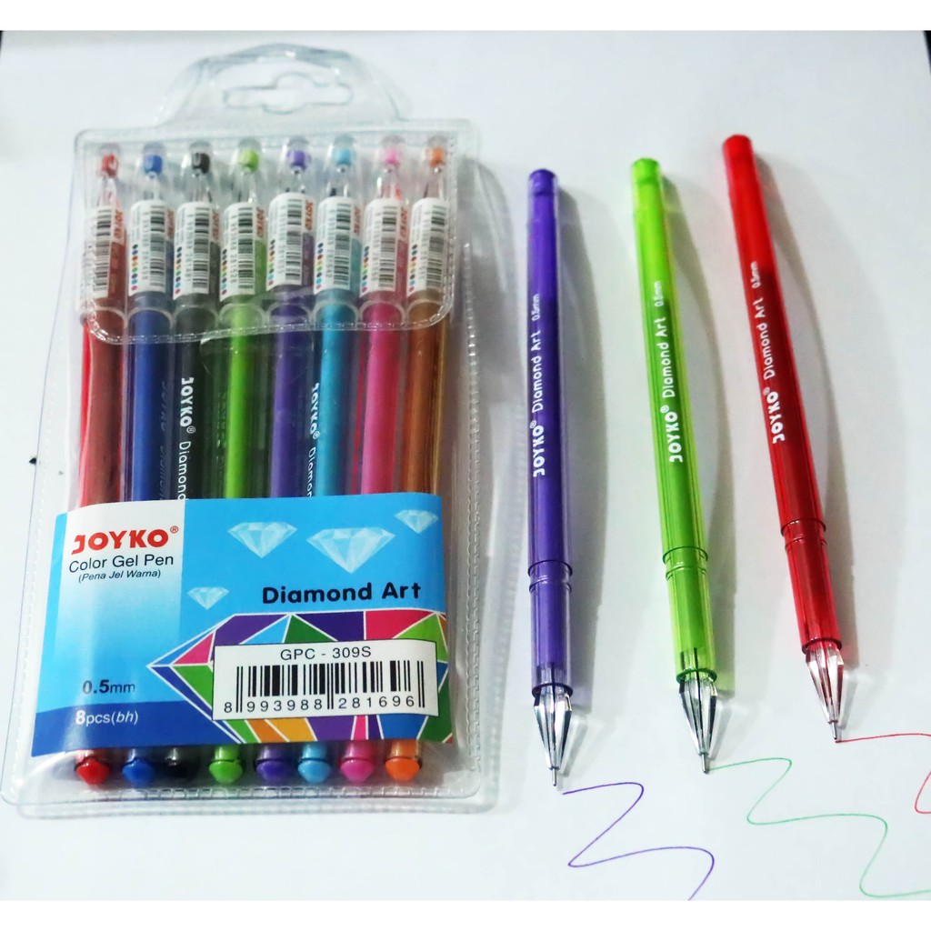 

Pulpen Gel Joyko Diamond Art 8 Warna GPC 309S - 0.5mm (1 set / 8 pulpen)
