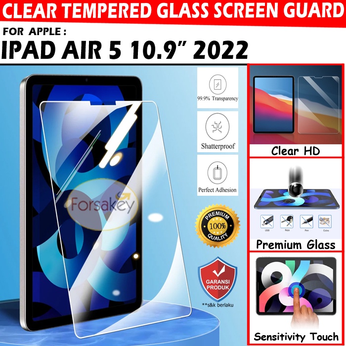 ipad air generasi 5 10 9 inch 2022 5th gen generation m1 tempered glass screen guard protector anti 