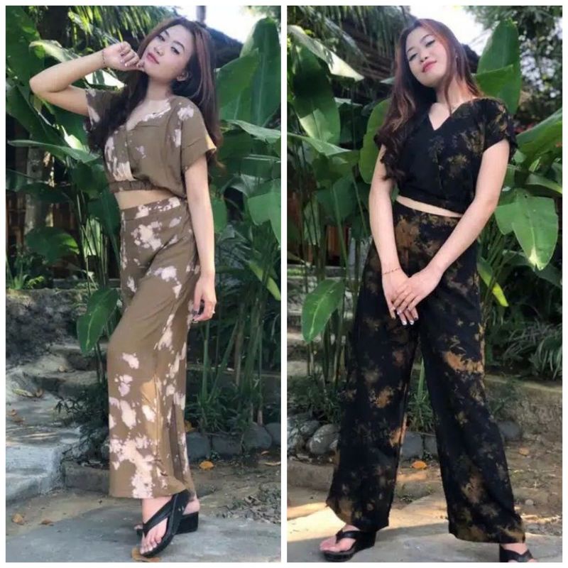 Setelan Crop Tie Die